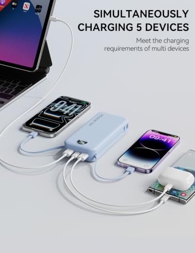 Nusyddy Portable Charger 20000mAh Fast Charging w/Built-in Wall Plug Blue - color: Sky Blue