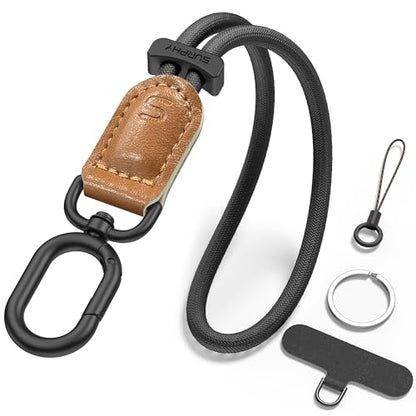 SURPHY Phone Wrist Strap, Keychain Wristlet, Phone Lanyard with Tether Tab - color: Black & Brown