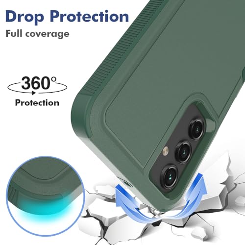 for Galaxy A15 5G Phone Case, [Military Grade Drop Tested] with HD Screen Protector, Dual Layer Protective Heavy Duty Cell Phone Cover Non-Slip Shockproof Case for Samsung Galaxy A15 5G (Dark Green) - color: Dark Green