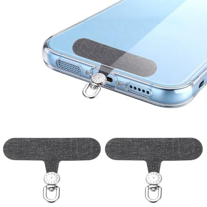 uxcell Rotating Phone Lanyard Tab Ultra-Thin No-Adhesive Phone Tether Patch - color: Silver Dial, Gray Patch