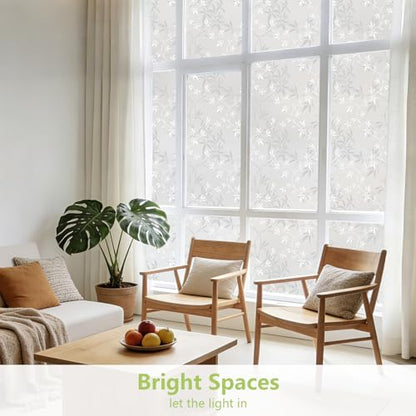 LEMON CLOUD Window Privacy Film, Frosted Glass Window Film, 17.5″ x 157.4″ - color: Bamboo Leaf, size: 17.5" x 157.4"