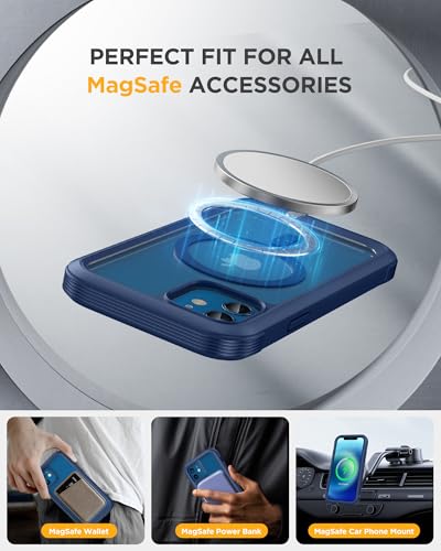Miracase Magnetic for iPhone 12 mini Case, [360 Full-Body Protection & Complete Camera Guard], Drop & Scratch-Resistant, Shockproof, Stylish Clear iPhone Case, iPhone 12 mini Cover, Blue - color: Magnetic Blue, size: iPhone 12 Mini