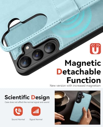OCASE for Samsung Galaxy S26 Plus Detachable Wallet Case with Card Holder, [2 in 1] PU Leather Flip Folio Case with RFID Blocking Stand Wrist Strap Shockproof Phone Cover 2026, Ice Blue - color: Ice Blue, size: Samsung Galaxy S26 Plus