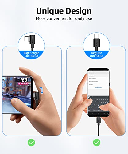 SUNGUY [2-Pack, 5FT Right Angle 60W PD USB-C to USB-C Fast Charge Cable for iPhone 17 16 15 Pro Max, Galaxy S25/S24/S23/Z Fold 3, MacBook Air/Pro, iPad Pro 2020, Pixel - color: Black, size: 5ft