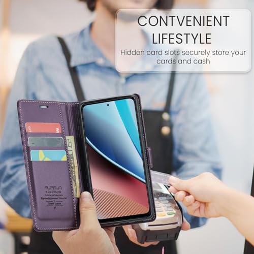 FLIPALM Wallet Case for Google Pixel 8a, Purple | Card Holder, RFID Blocking, PU Leather Folio Flip, Kickstand, Protective Shockproof Cover - color: Purple