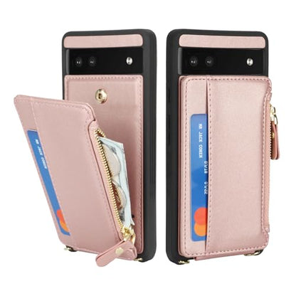 Cavor Compatible with Google Pixel 6a Case Wallet, Rose Gold - color: Rose gold, size: Google Pixel 6a