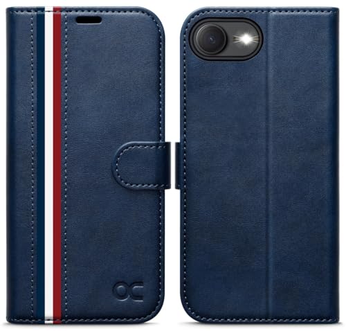 OCASE for iPhone 17e/iPhone 16e Wallet Case, Card Holder, Spliced Blue | RFID Blocking, Kickstand, Magnetic Closure, PU Leather Flip Folio, Shockproof TPU Shell, Protective Phone Cover (6.1") - color: Spliced Blue