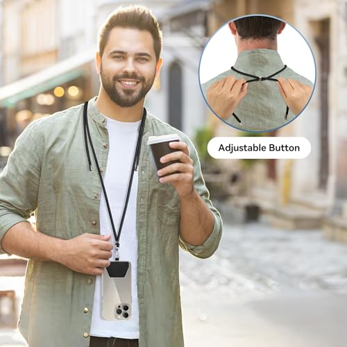 SHANSHUI Phone Lanyard, 2 Pack Crossbody Wrist Nylon Cell Phone Lanyard Around the Neck Anti-Drop Strap with 2 Tether Pads Compatible with iPhone and Most Smartphones - Black Grey - color: BlackGray