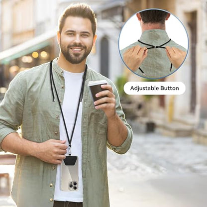 SHANSHUI Phone Lanyard, 2 Pack Crossbody Wrist Nylon Cell Phone Lanyard Around the Neck Anti-Drop Strap with 2 Tether Pads Compatible with iPhone and Most Smartphones - Black Grey - color: BlackGray