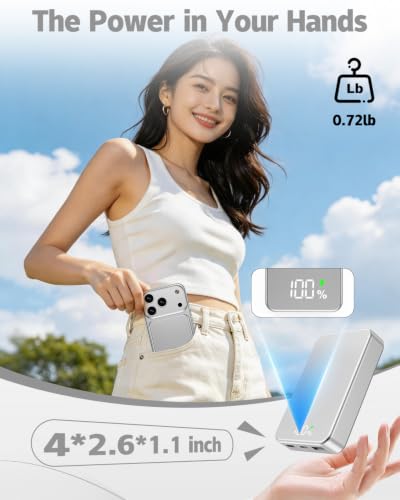 Magnetic Power Bank 26800mAh for Magsafe Portable Charger, Silver - color: Silver