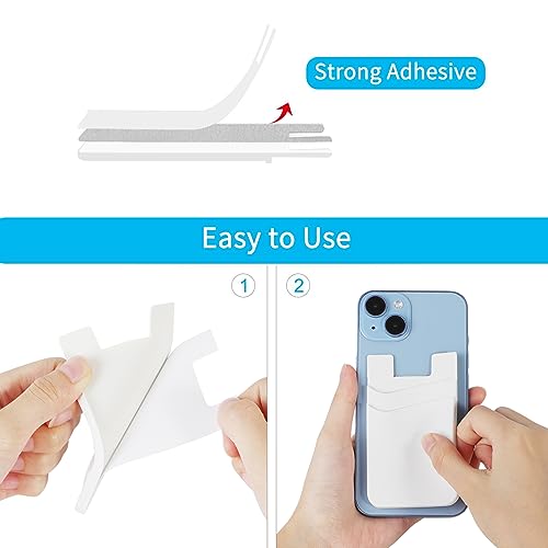 SS Phone Wallet, Card Holder for Phone Case Stick on Silicone Double Phone Pocket Suitable for iPhone Samsung Galaxy Any Smartphone 3 Pack - color: White White White