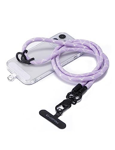 Phone Lanyard×1,Phone Tether Tab×2, Crossbody Cell Phone Lanyard,Rope Lanyard,Universal Adjustable Phone Strap(Purple) - color: Purple