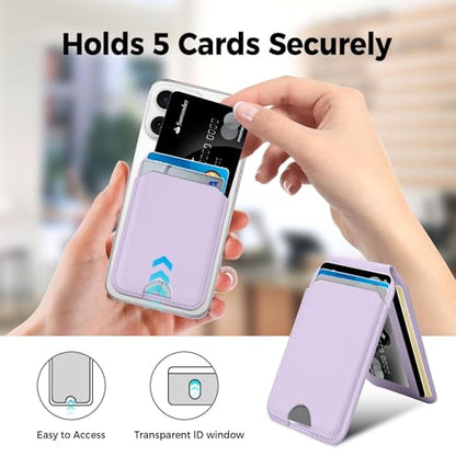 for MagSafe Wallet with Mirror,4 Card Holder RFID Blocking Stand - color: Lavender