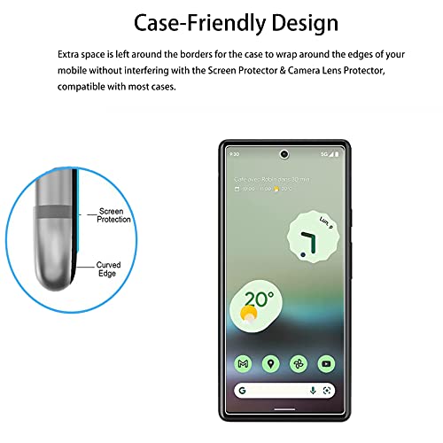 Easy Alignment Frame Designed For Google Pixel 6a 5G Tempered Glass Screen Protector 2-Pack Camera Lens Protector Film 2-Pack