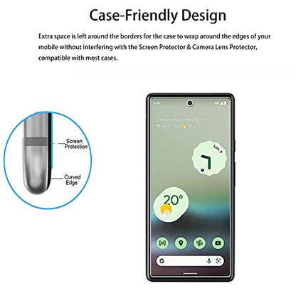Easy Alignment Frame Designed For Google Pixel 6a 5G Tempered Glass Screen Protector 2-Pack Camera Lens Protector Film 2-Pack