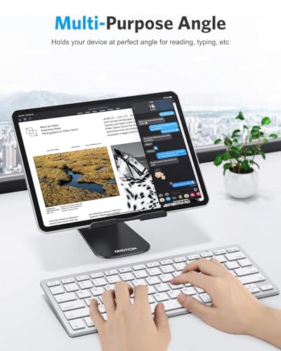 OMOTON T1 Adjustable Tablet Stand for Desk, Aluminum Holder for iPad Black - color: Black