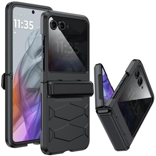 GooseBox for Motorola Razr 2026/Razr 2025 Case,Built-in Privacy Screen Protector&Hinge Protection Shockproof All-Inclusive Smartphone Cover for Motorola Razr 2026/Razr 2025/Razr 2024(Black) - color: Black ZJ&PSP, size: Razr 2026/2025/2024