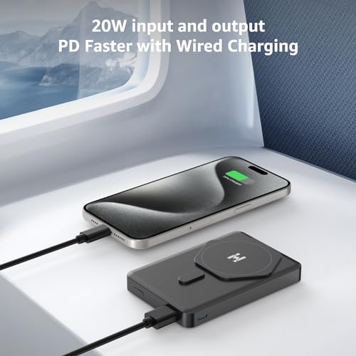 SIXTHGU Magnetic Power Bank for Magsafe, 10000mAh Wireless Portable Charger, 22.5W Fast Charging, PowerMag for iPhone 17/16/15/14/13/12 Pro/Pro Max/Plus/Mini, Titanium - color: Grey