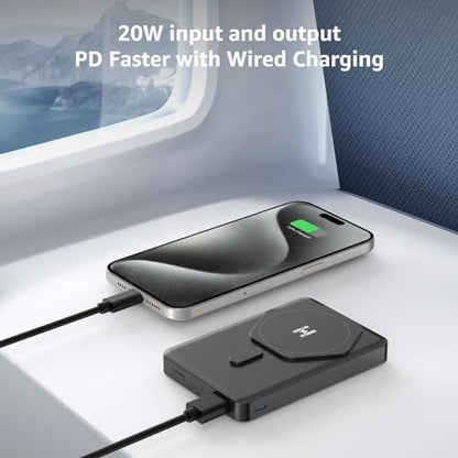 SIXTHGU Magnetic Power Bank for Magsafe, 10000mAh Wireless Portable Charger, 22.5W Fast Charging, PowerMag for iPhone 17/16/15/14/13/12 Pro/Pro Max/Plus/Mini, Titanium - color: Grey