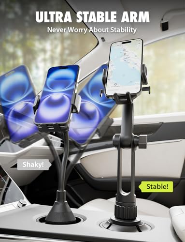 Bracketron OneClick Cup Phone Holder for Car, 360° Rotation Expandable Base