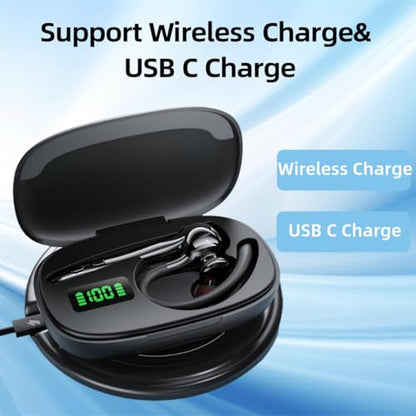 Bluetooth Headset Wireless Earpiece Single Ear Earphones for iOS Android