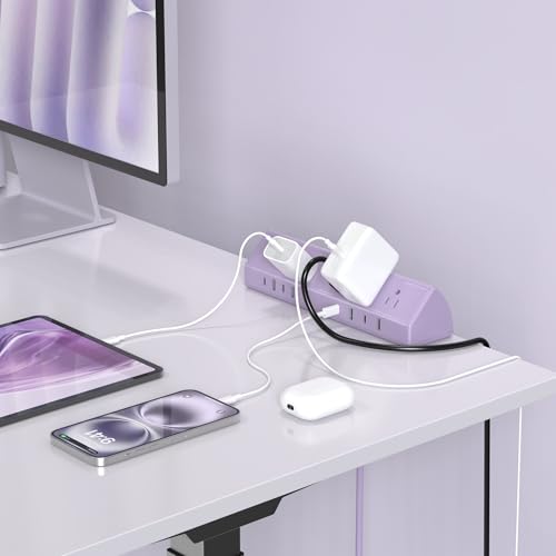 Jgstkcity Desk Clamp Power Strip USB C 45W,Surge Protector,Purple - color: Purple, size: 6 FT