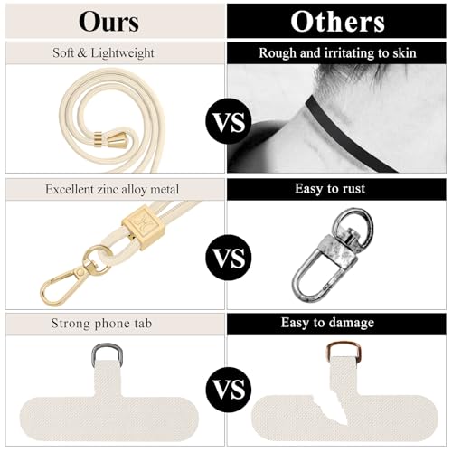 Hovmwey Phone Lanyard Crossbody, Hand Wrist Strap Lanyard with 2 Phone Tethers, Adjustable Anti Theft Phone Strap Neck Lanyard for Keys ID Badges Phones Wallet, Starlight - color: Starlight
