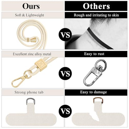 Hovmwey Phone Lanyard Crossbody, Hand Wrist Strap Lanyard with 2 Phone Tethers, Adjustable Anti Theft Phone Strap Neck Lanyard for Keys ID Badges Phones Wallet, Starlight - color: Starlight
