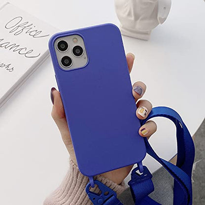 Compatible with iPhone 6/7/8/SE2/SE3,Crossbody Phone Case with Lanyard Cute Soft Silicone Case with Adjustable Shoulder Strap Shockproof Protector Compatible with Women Girls Diamond Blue - color: Diamond Blue, size: iPhone 6/7/8/SE2/SE3