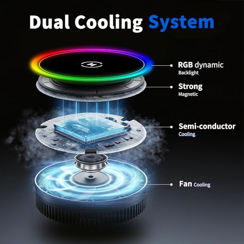 Magnetic Phone Holders for Your Car, Magsafe Cooling Car Mount Charger, Vent & Dashboard Cell Phone Mount, 15W Wireless Fast Charging for iPhone & Android, 360 ° & Hands Free, Summer Car Accessories - size: Universal | Cooling Charge