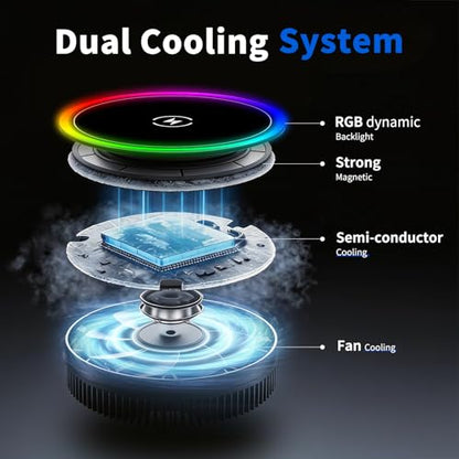Magnetic Phone Holders for Your Car, Magsafe Cooling Car Mount Charger, Vent & Dashboard Cell Phone Mount, 15W Wireless Fast Charging for iPhone & Android, 360 ° & Hands Free, Summer Car Accessories - size: Universal | Cooling Charge