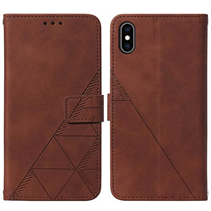 for iPhone X/Xs Flip Wallet Case with Card Slots, Brown | PU Leather, TPU Interior, 3 Card Slots, Cash Pocket, Magnetic Clasp, Detachable Wrist Strap, Stand, Precise Cutouts - color: Brown