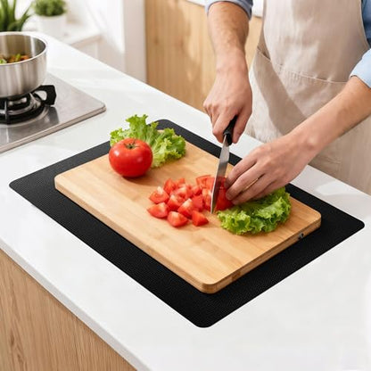 Upgraded 10” x 15” Non-Adhesive Non-Slip Cutting Board Mat Multi-Purpose - color: Black