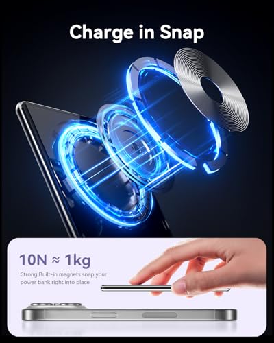 Kuulaa Magsafe Battery Pack 5000mAh, 0.27 in Ultra Slim Magsafe Portable Charger Slim Magnetic Apple Portable Charger 20W Power Delivery Power Bank for iPhone 17/16/15/14/13/12 Series,Black (Purple) - color: Purple