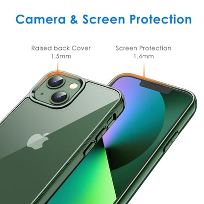 JETech Case for iPhone 13 6.1-Inch, Non-Yellowing Shockproof Phone Bumper Cover, Anti-Scratch Clear Back (Alpine Green) - color: Alpine Green
