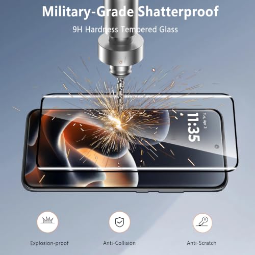 3-Pack for Motorola Moto Edge 70 Pro / 70 Fusion Screen Protector Tempered Glass, 3D Full Edge Coverage Film, 9H Hardness Bubble-Free Film, AUUYYA Anti-Scratch Protective Glass for Moto Edge 70 Pro 5G - size: Moto Edge 70 Pro