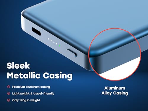 X Blade 10K Slim Magnetic Power Bank - 10000 mAh – MagSafe Portable Charger for iPhone and Samsung, Wireless Fast Charging USB-C PD 20W, Ultra Thin Metal Design, Rose Gold - color: Rose Gold