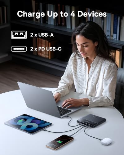Baseus Laptop Portable Charger 100W 20000mAh, Blade Travel Power Bank Fast Charging 2 USB-C & 2 USB-A Port, Steam Deck Battery Pack for MacBook iPad iPhone 17/16/15/14/13 Samsung S24 etc.