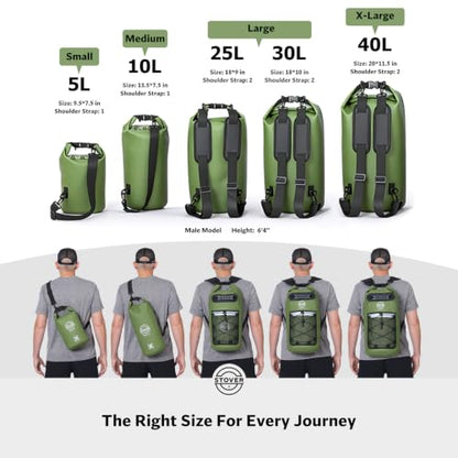 STOVER 5/10/25/30/40L Waterproof Dry Bag, Small Lightweight Roll Top Dry Bag Backpack w/Waterproof Phone Case, Kayaking, Travel, Hiking, Fishing, Tubing, Camping, the Beach, Men/Women (Teal) - color: 5/10l Teal, size: 5L