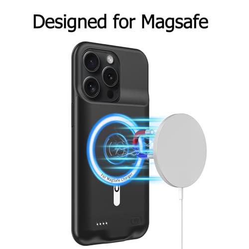 Battery Case for iPhone 15 Pro Max,12000mAh Portable Protective Charging Case with Wireless Charging Compatible for iPhone 15 Pro Max (6.7 inch) Extended Battery Pack Charger Case with Carplay (Black) - size: iPhone 15 Pro Max