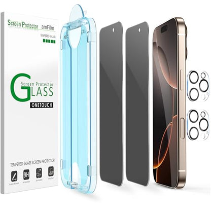 amFilm OneTouch for iPhone 16 Pro Max Privacy Screen Protector 6.9'' 2024 - size: 16P-6.9”