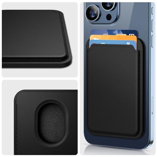 miracase for MagSafe Wallet, Magnetic Card Wallet Holder, Compatible with MagSafe Wallet, 3-Card Holder, for iPhone 15/14/13/12 Series,Black - color: C-Black, style: Basic Wallet