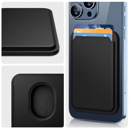 miracase for MagSafe Wallet, Magnetic Card Wallet Holder, Compatible with MagSafe Wallet, 3-Card Holder, for iPhone 15/14/13/12 Series,Black - color: C-Black, style: Basic Wallet