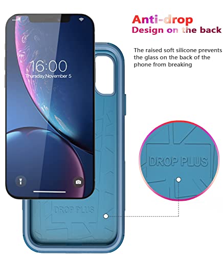 Diverbox for iPhone Xr Case [Shockproof] [Dropproof] [Dust-Proof],Heavy Duty Protection Phone Case Cover for Apple iPhone XR - color: Blue-3in1