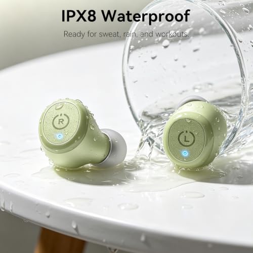 TOZO T10 Wireless Earbuds Powerful Bass Stereo Wireless Charging, APP, IPX8 - color: Light Green