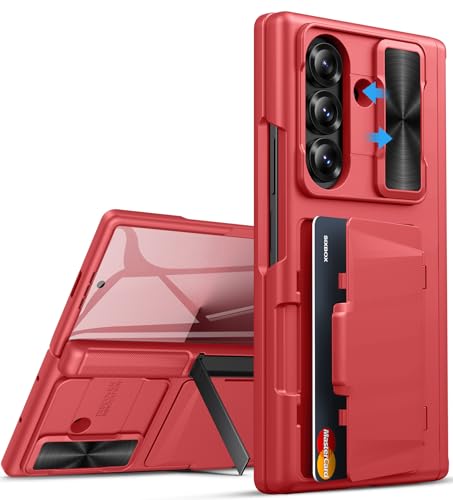 for Samsung Galaxy Z Fold 7 Case, Stand & Slide Camera Cover, Red - color: Red-Z