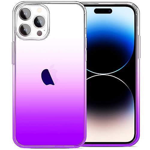 JJGoo Compatible with iPhone 14 Pro Case, Clear Soft Shockproof Protective Slim Thin Bumper Cover Transparent Phone Case, Gradient Purple - color: Gradient Purple