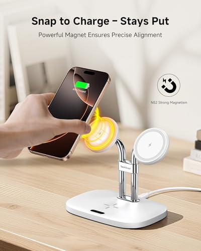 Dual Wireless Charger for iPhone 17, SwanScout 706M, White - color: White
