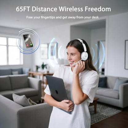 Bluetooth Headset with Microphone, Wireless Headset AI Noise Cancelling