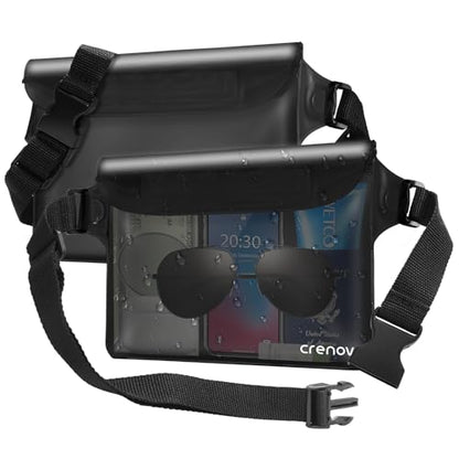 Waterproof Bag Fanny Packs for Women, Floating Beach Bags 2PCS | Floating, ideal for Beach, Boating & Kayaking&Fishing&Diving, Durable Material, Phone & Passport Pouch(black&black) - color: Black&Black
